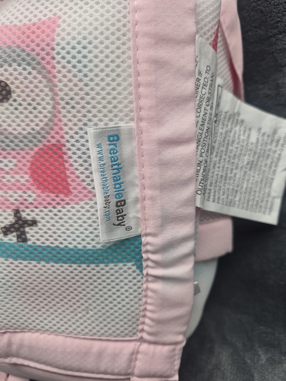 Breathable Baby Mesh Crib Liner Aquaowl Fun Pink Pre-owned